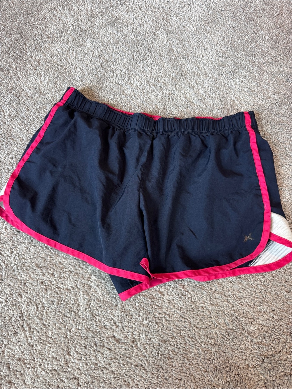 Navy Athletic Running Shorts with Pink Trim